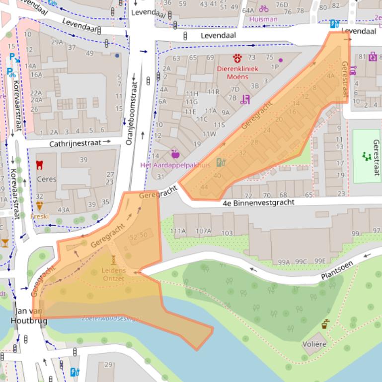 Kaart van postcodegebied 2311PB.