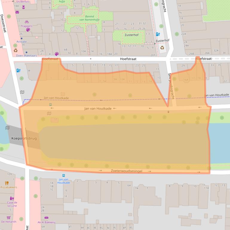 Kaart van postcodegebied 2311PC.