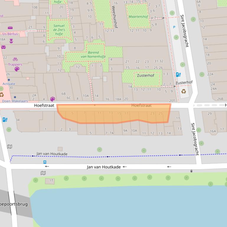 Kaart van postcodegebied 2311PN.