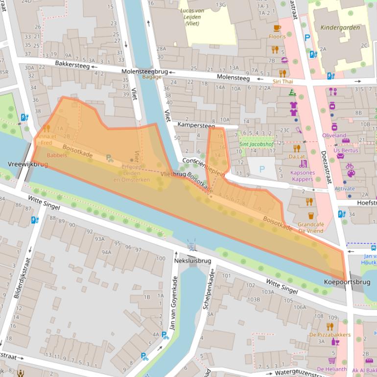 Kaart van postcodegebied 2311PZ.