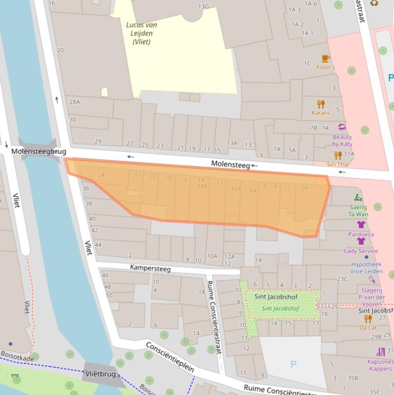 Kaart van postcodegebied 2311RB.