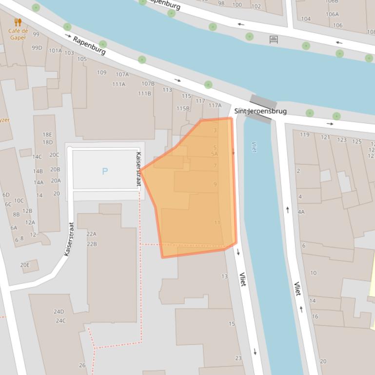 Kaart van postcodegebied 2311RC.