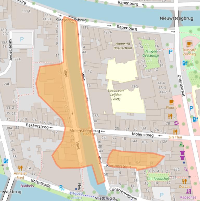 Kaart van postcodegebied 2311RD.