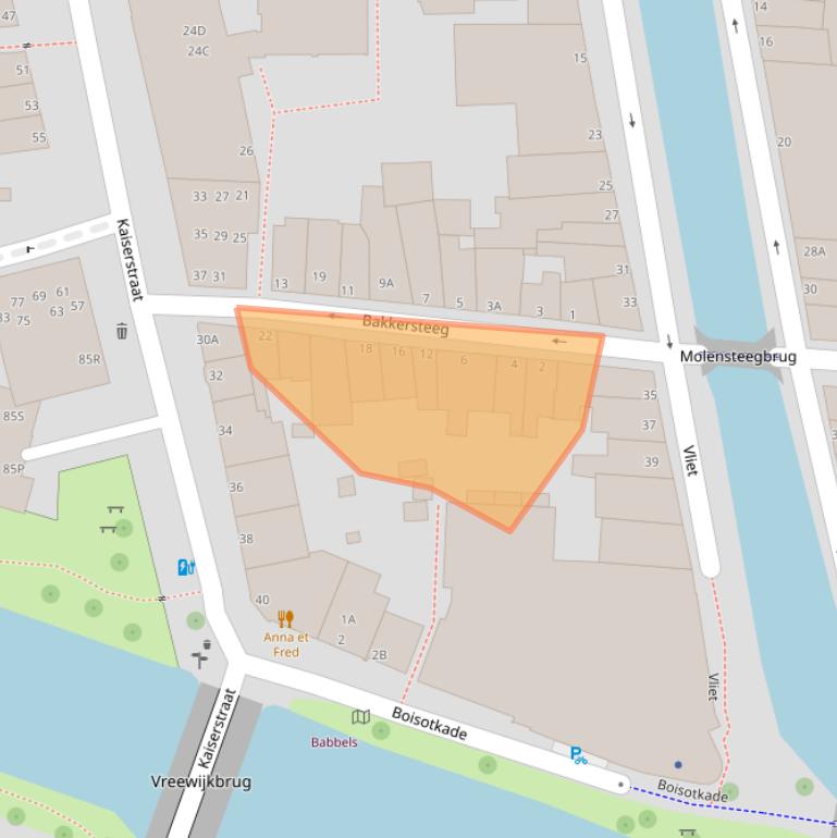 Kaart van postcodegebied 2311RJ.