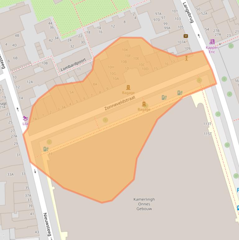 Kaart van postcodegebied 2311RV.