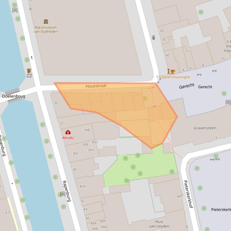 Kaart van postcodegebied 2311TE.