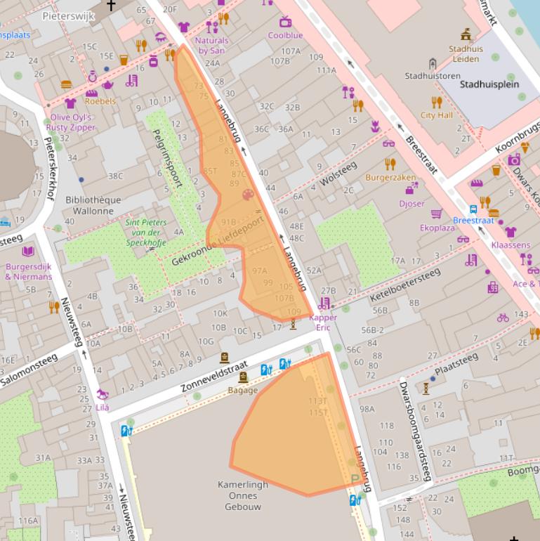 Kaart van postcodegebied 2311TJ.