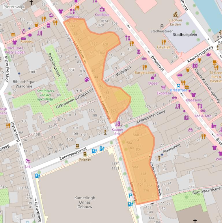 Kaart van postcodegebied 2311TM.