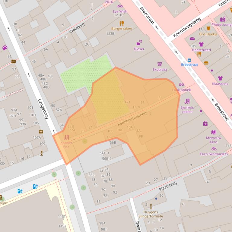 Kaart van postcodegebied 2311TN.