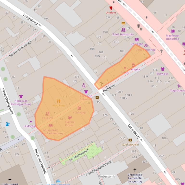 Kaart van postcodegebied 2311TS.