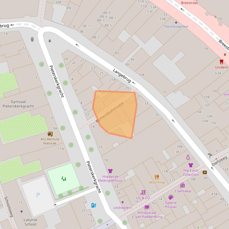 Kaart van postcodegebied 2311TT.