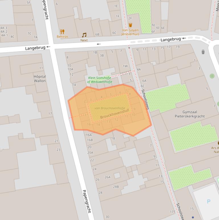 Kaart van postcodegebied 2311TZ.