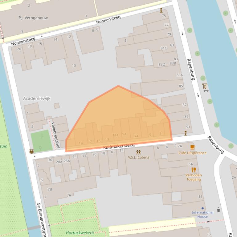 Kaart van postcodegebied 2311VE.