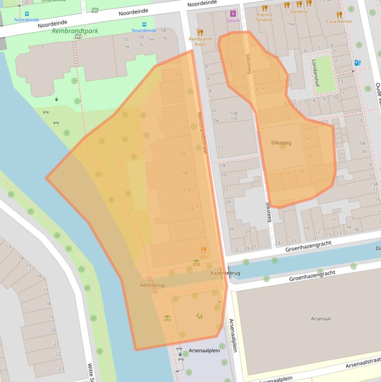 Kaart van postcodegebied 2311VV.