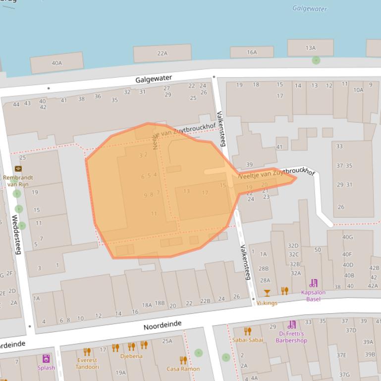 Kaart van postcodegebied 2311WC.