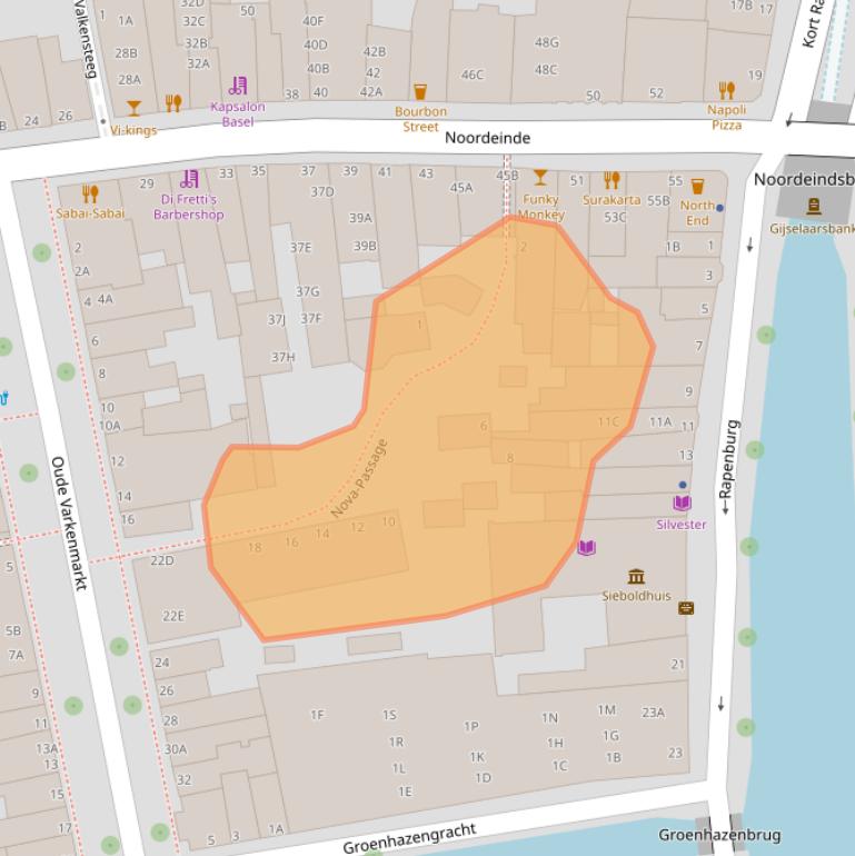 Kaart van postcodegebied 2311WZ.