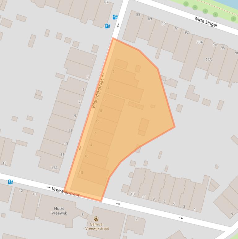 Kaart van postcodegebied 2311XE.