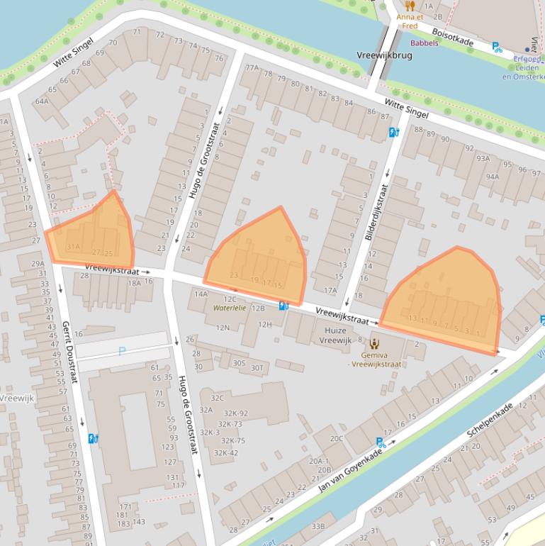 Kaart van postcodegebied 2311XG.