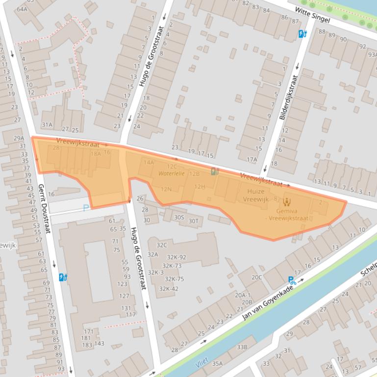 Kaart van postcodegebied 2311XH.