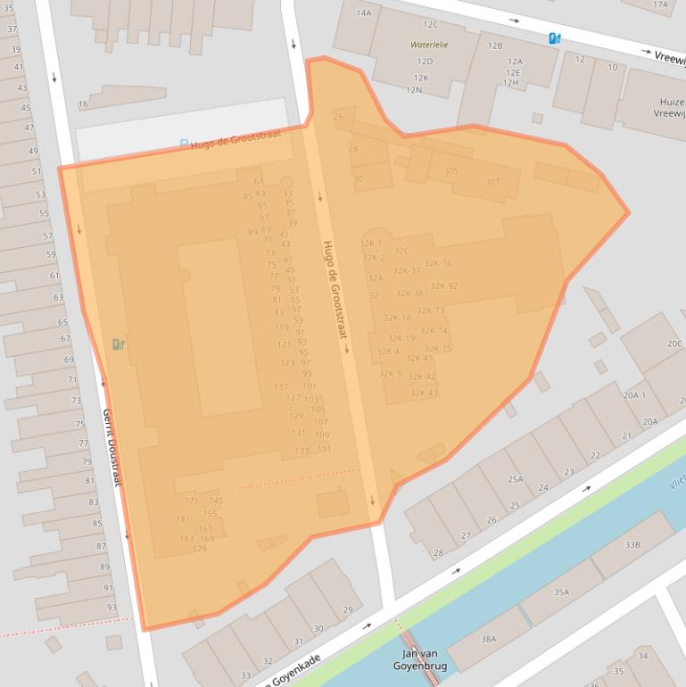 Kaart van postcodegebied 2311XK.