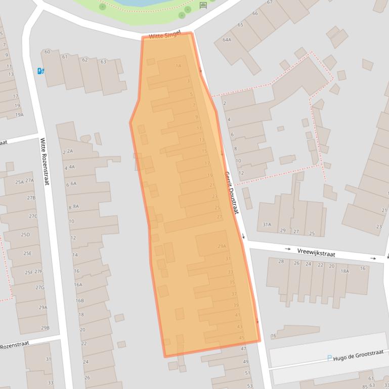 Kaart van postcodegebied 2311XM.