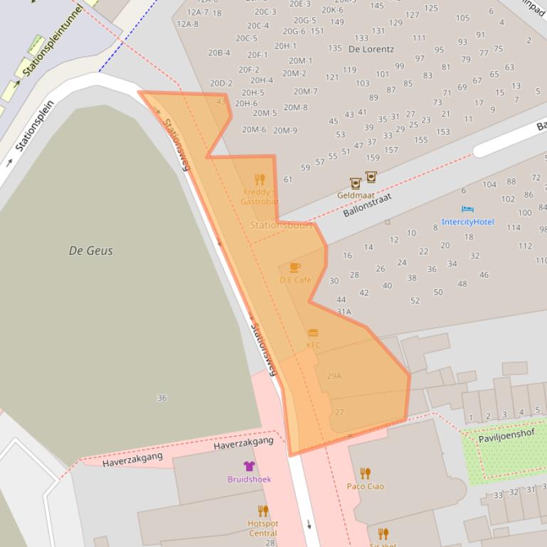 Kaart van postcodegebied 2312AT.