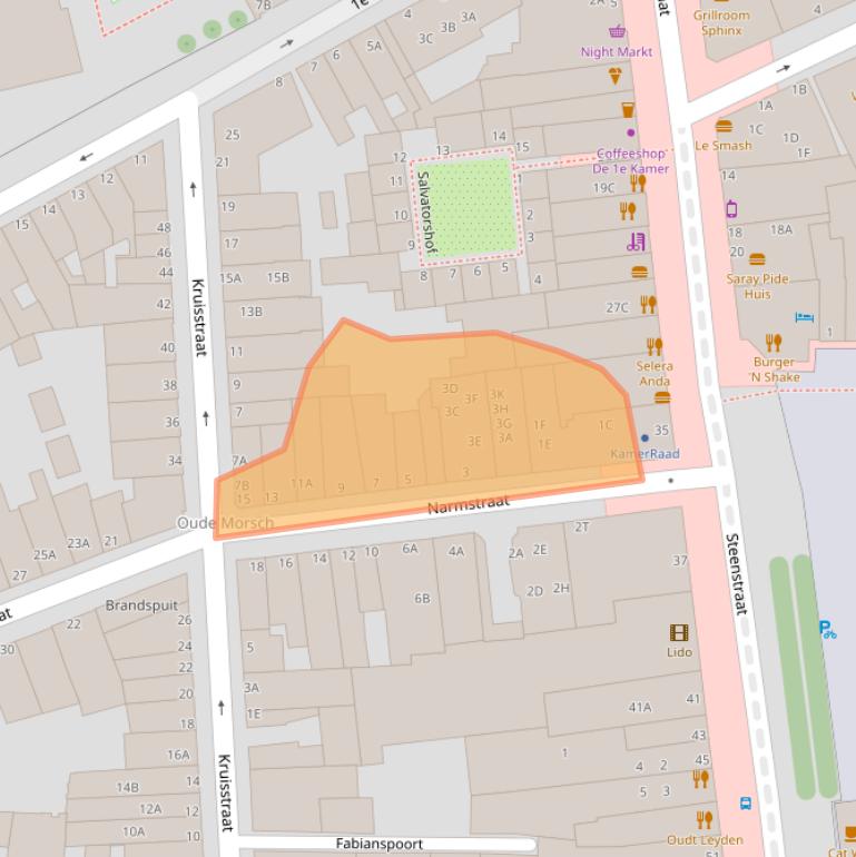 Kaart van postcodegebied 2312BC.