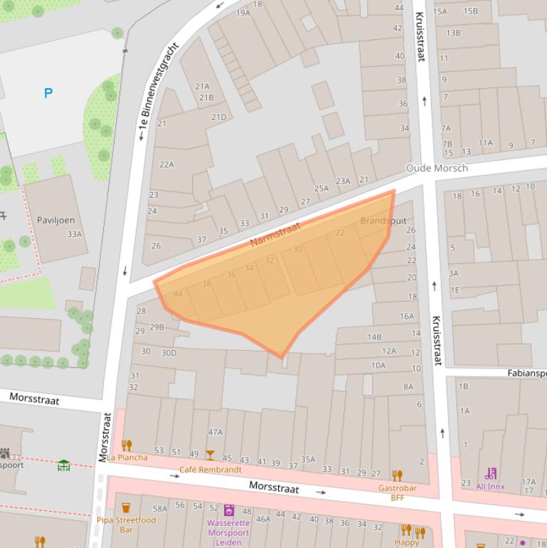 Kaart van postcodegebied 2312BG.