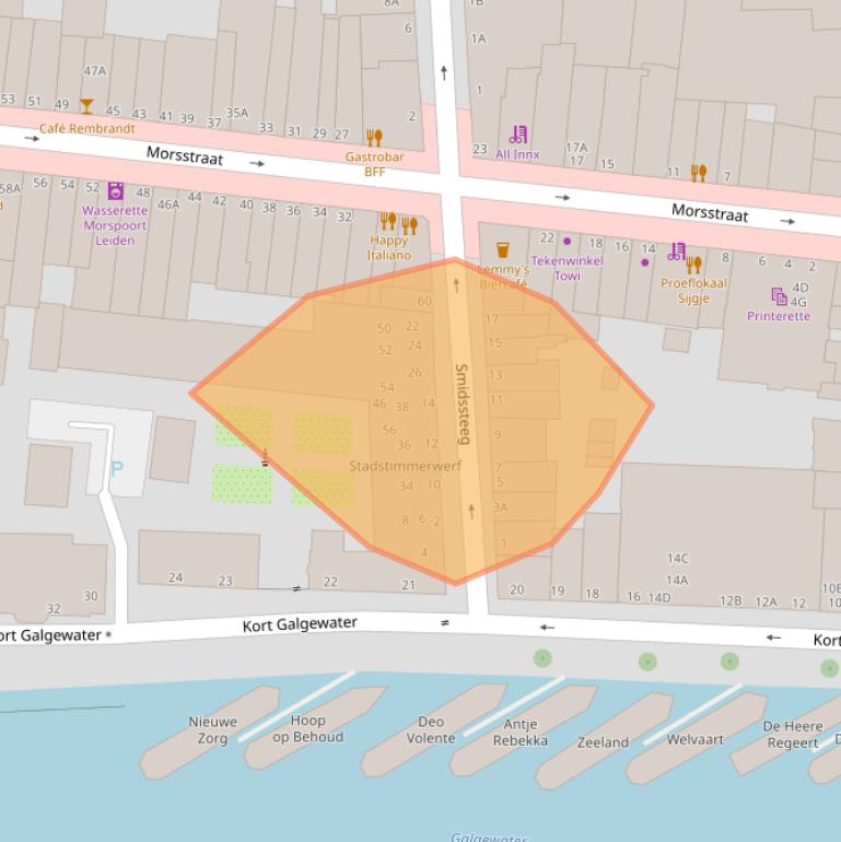 Kaart van postcodegebied 2312BP.