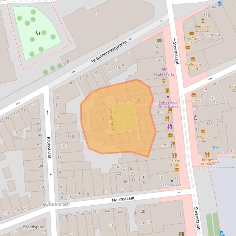 Kaart van postcodegebied 2312BX.
