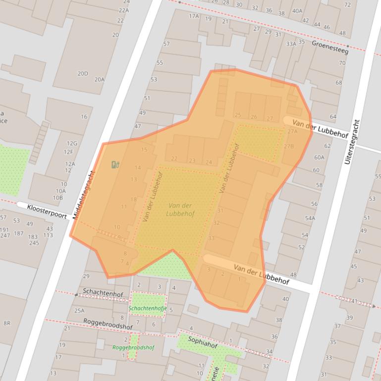 Kaart van postcodegebied 2312CJ.