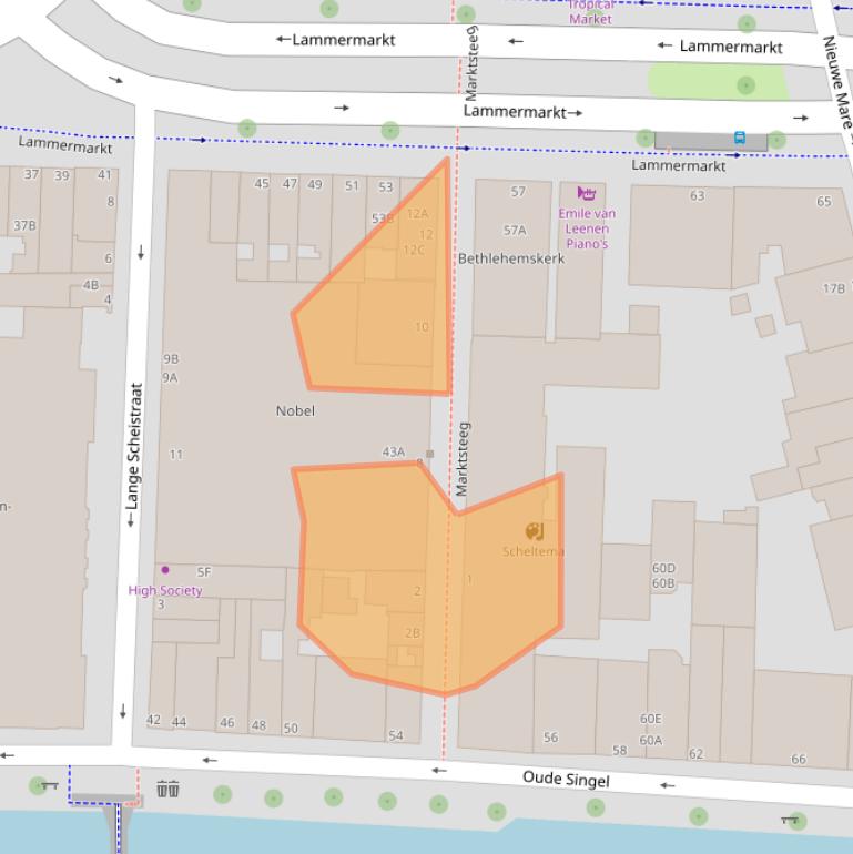 Kaart van postcodegebied 2312CS.