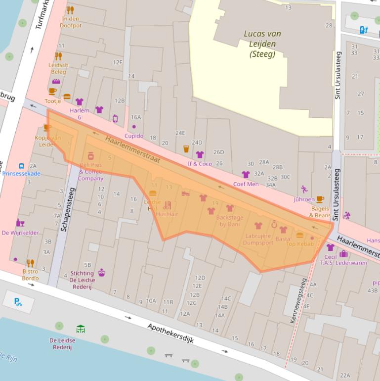 Kaart van postcodegebied 2312DJ.