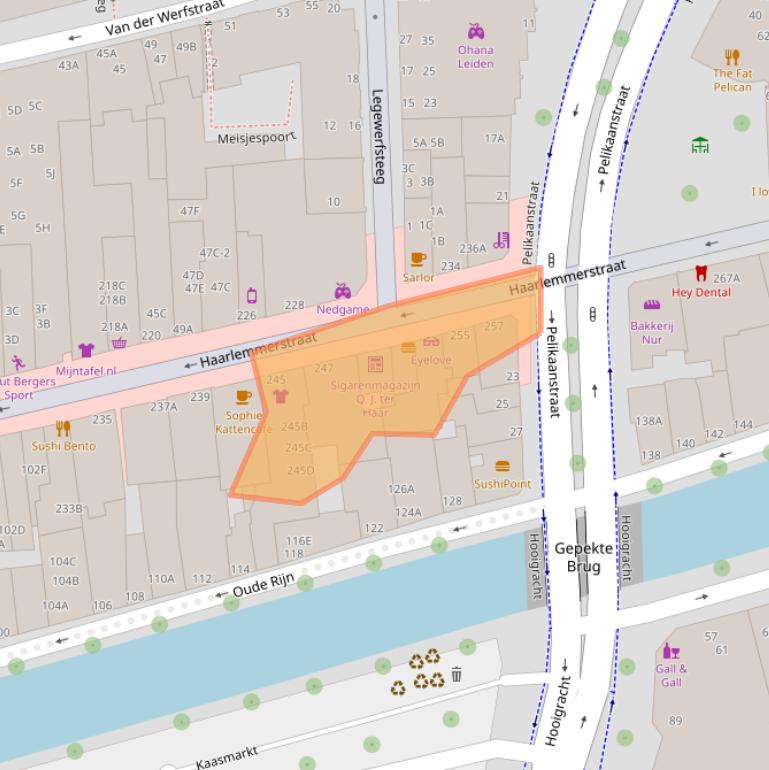 Kaart van postcodegebied 2312DS.