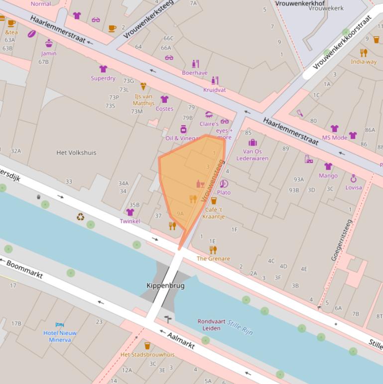 Kaart van postcodegebied 2312DX.