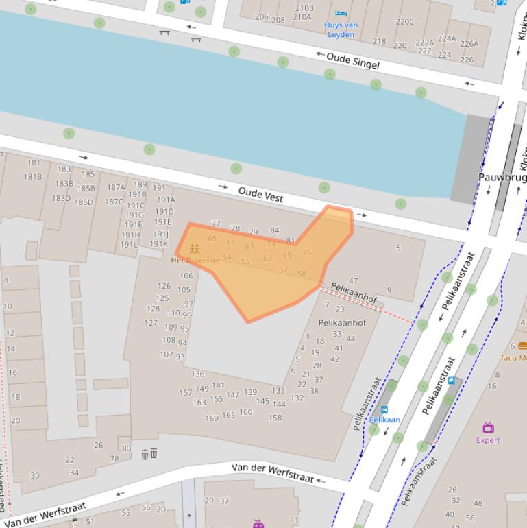 Kaart van postcodegebied 2312EC.