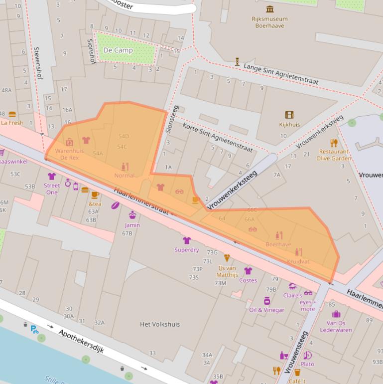 Kaart van postcodegebied 2312GC.