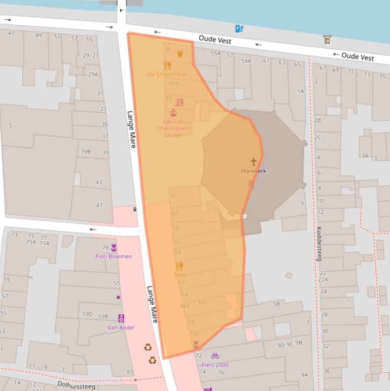 Kaart van postcodegebied 2312GS.