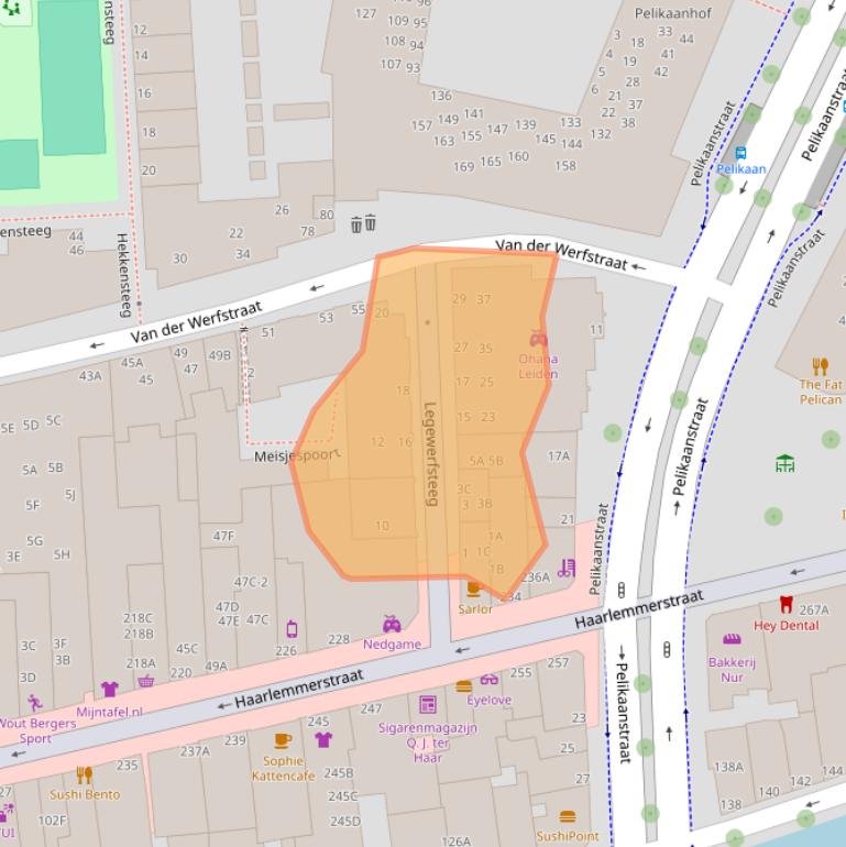 Kaart van postcodegebied 2312GW.