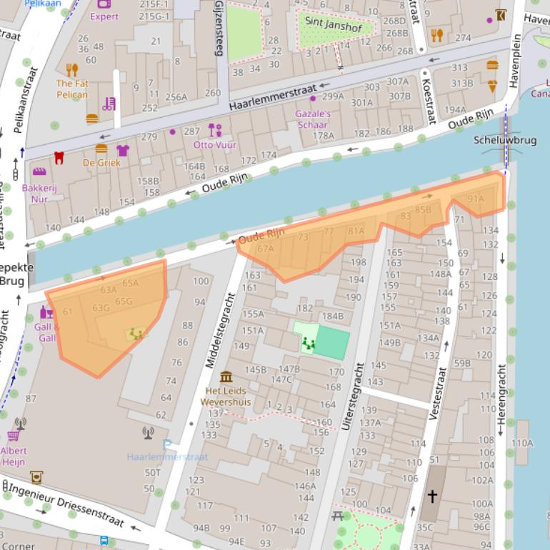 Kaart van postcodegebied 2312HC.