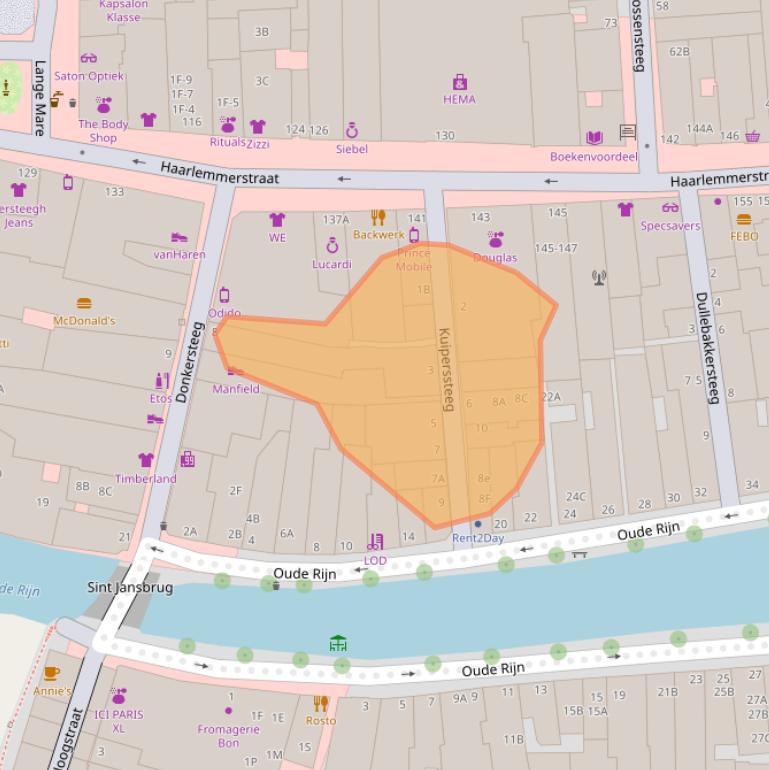 Kaart van postcodegebied 2312HN.