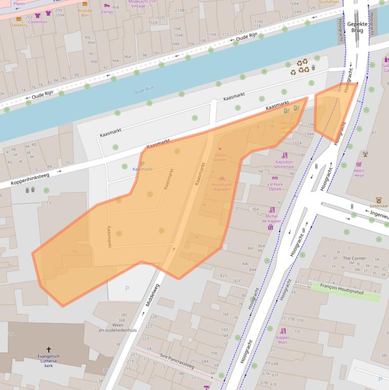 Kaart van postcodegebied 2312HZ.