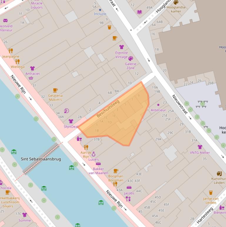 Kaart van postcodegebied 2312JT.