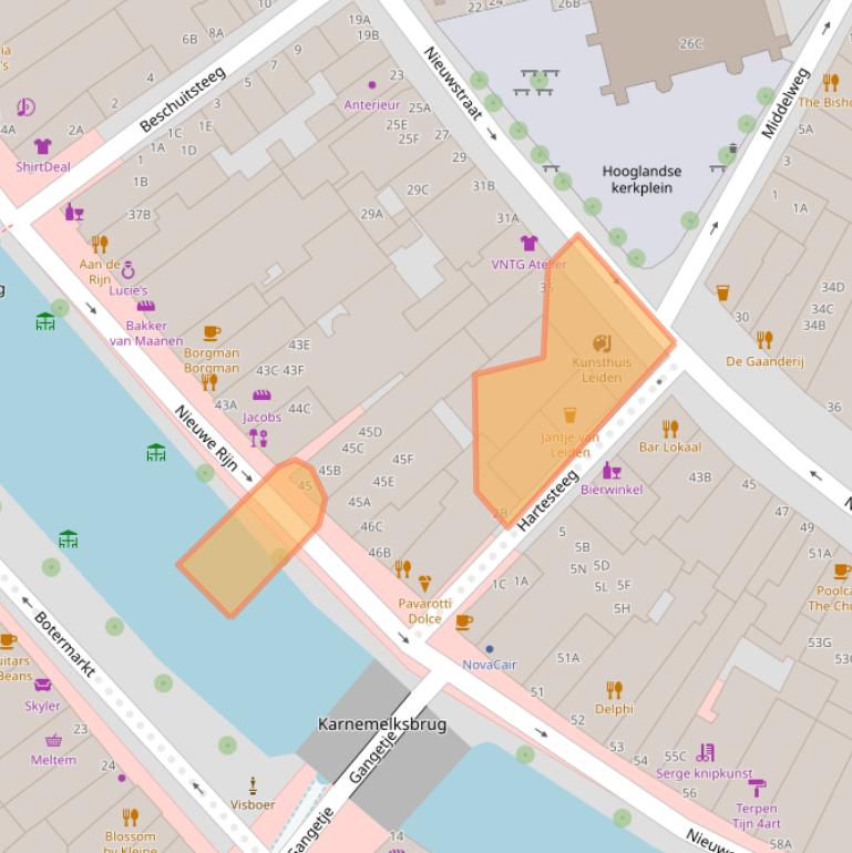 Kaart van postcodegebied 2312JX.