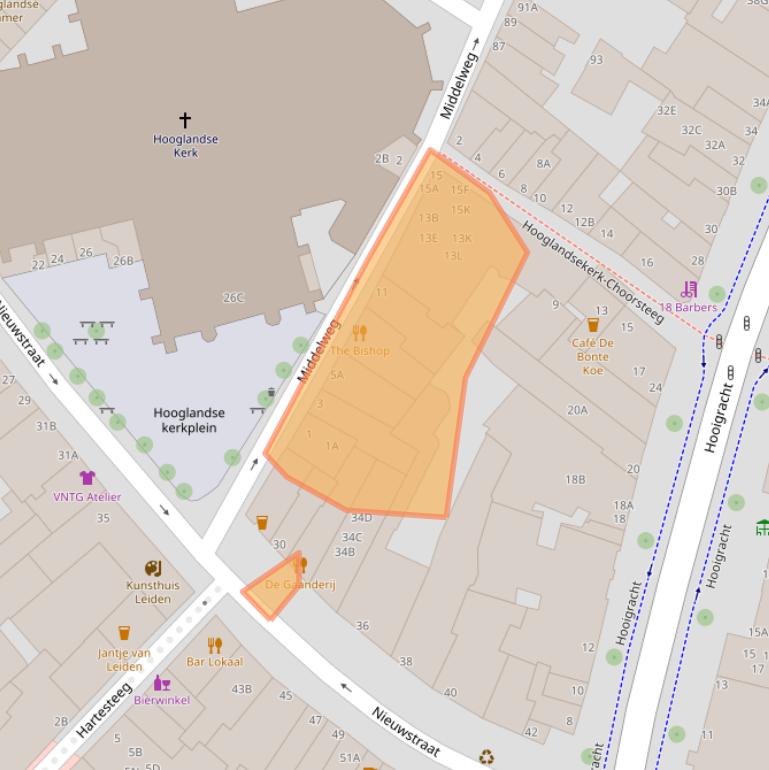 Kaart van postcodegebied 2312KE.