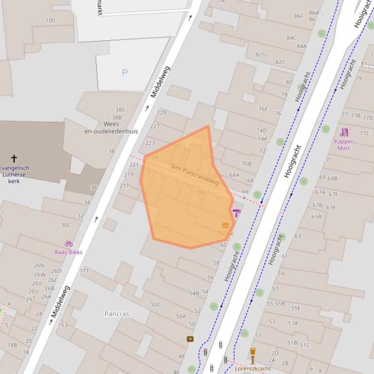 Kaart van postcodegebied 2312KL.