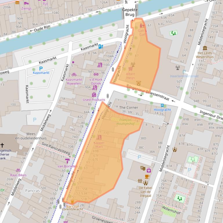 Kaart van postcodegebied 2312KP.