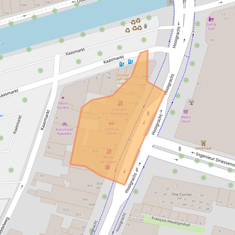 Kaart van postcodegebied 2312KX.