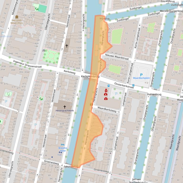 Kaart van postcodegebied 2312LC.