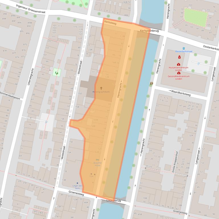 Kaart van postcodegebied 2312LE.